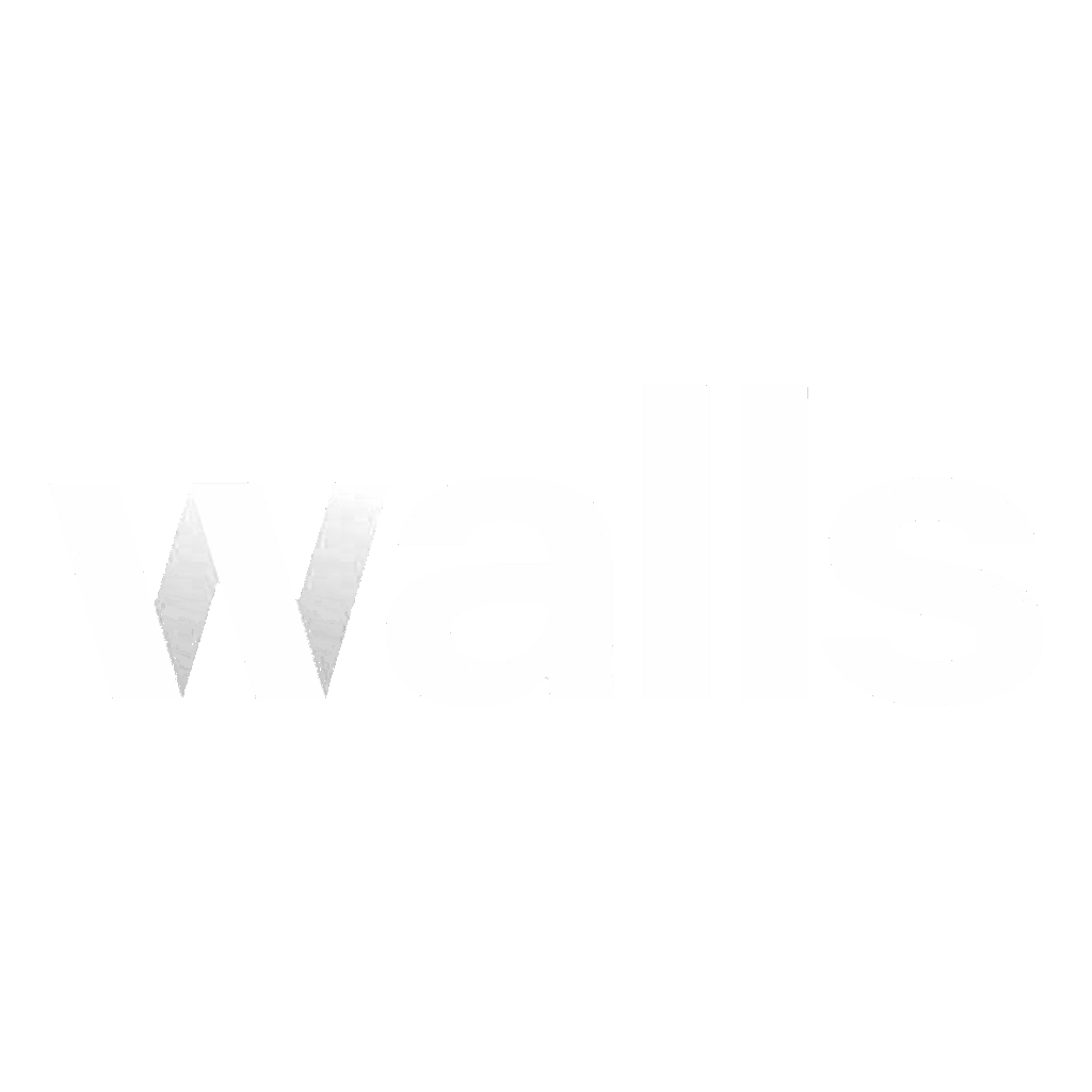 Logo of Walls in white on transparent background